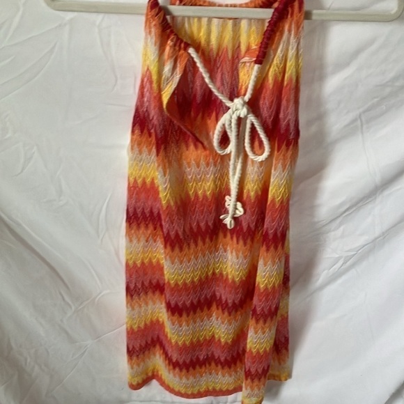 C & C California: Sheer red/orange/yellow beach coverup with pockets- M - Picture 10 of 16